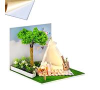 Diy Dollhouse kit Hand-Assembled Wooden Toy Model with Dust Cover, Miniature with Furniture, Creative Room Idea (Summer Promise)