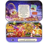 DIY Dollhouse Kit, Miniature 3D Theater Retro Tin Box, 6 Theme Theatre Models, with LED Light Creative Craft, Perfect Valentine's Day and Birthday Gift (Amusement Park)