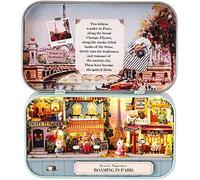 DIY Dollhouse Kit, Miniature 3D Theater Retro Tin Box, 6 Theme Theatre Models, with LED Light Creative Craft, Perfect Valentine's Day and Birthday Gift (Stroll in Paris)