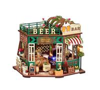 DIY Dollhouse Miniature Kit 1:24 Scale Model With Furniture LED Lights Wooden Puzzle Hands Craft for Adults Teens Kid Birthday Gifts (Beer Bar)