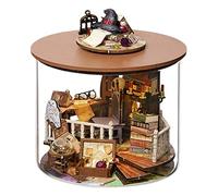 DIY Dollhouse Miniature Kit 3D Wooden Miniature Dollhouse with Light and Dust Cover Street Shop Doll House Model Wooden Self Assembly DIY Toys Gift for Kids Boys Girls Adults