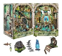 DIY Doll's House Bookniche Decoration, DIY Bookniche Insert Set, 3D Wooden Puzzle with LED Lighting, Wooden Book Insert Model Making for Bookends (SQ30)