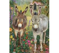 DIY Donkey Diamond Painting Animal Diamond Art Kits for Adults, Round Diamond Painting Kit, 5D Full Drill Crystal Art Painting Embroidery Crafts Kits, Diamond Art for Kids, Home Wall Decor 30x40cm