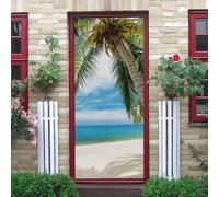DIY Door Stickers PVC Beach Trees Landscape 3D Stereo Door Sticker Art Wallpaper Door Poster Decal for Living Room Bedroom Home Decor 90 X 210 Cm - Boys and Girls Room Door Photo-19195790697363