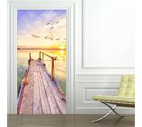 DIY Door Stickers PVC Wooden Bridge Sunset Landscape 3D Stereo Door Sticker Art Wallpaper Door Poster Decal for Living Room Bedroom Home Decor 85 X 215 Cm - Boys and Girls Room Door Ph-21836374647753