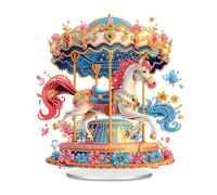 DIY Dot Diamond Desktop Ornaments for Adults, Valentine's Day Diamond Art Painting Decoration for Home Office Decor (Single-Sided Diamond)-#07-Carousel