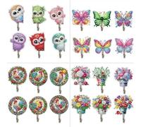 DIY Dot Diamond Hook Wall Hooks Diamond Art Painting Creative Design Acrylic Wall Hooks Command Hooks Adhesive Hooks for Bathroom Kitchen Towel Hanging Hook Behind Metal Door-4 Set