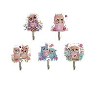 DIY Dot Diamond Hook Wall Hooks Diamond Art Painting Creative Design Acrylic Wall Hooks Command Hooks Adhesive Hooks for Bathroom Kitchen Towel Hanging Hook Behind Metal Door-Owl2