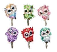 DIY Dot Diamond Hook Wall Hooks Diamond Art Painting Creative Design Acrylic Wall Hooks Command Hooks Adhesive Hooks for Bathroom Kitchen Towel Hanging Hook Behind Metal Door-Owl1