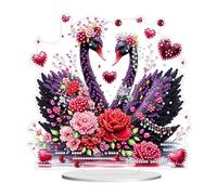 DIY Dot Diamond Irregular PET Desktop Ornaments for Adults, Diamonds Art Painting Home Decoration Ornaments for Home Office Decor (Single-Sided Diamond)-Black Swan