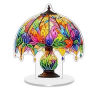DIY Dot Diamond Irregular PET Desktop Ornaments for Adults, Diamonds Art Painting Home Decoration Ornaments for Home Office Decor (Single-Sided Diamond)-Desk Lamp