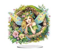 DIY Dot Diamond Irregular PET Desktop Ornaments for Adults, Diamonds Art Painting Home Decoration Ornaments for Home Office Decor (Single-Sided Diamond) (Butterfly Fairy)