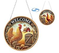 DIY Dot Diamond Pendant for Adults, Irregular Shape Diamond Art Painting Home Decoration Pendant Ornaments for Home Office Decor (Double-Sided Pattern, Single-Sided Drill)-Farm Chicken