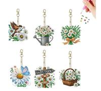 DIY Dot Keychain Diamond Art Keyrings Creative Design Key Chain Set Double-Sided Dot Diamond-Flower