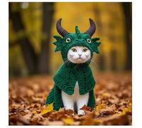 DIY Dragon Cat Hoodie Set, Soft Cat Apparel, Adjustable Cute Dragon Cosplay Clothes for Pets, Stretchy Cotton Knitting Cats Shirts for Small/Medium Cats (Green)