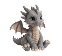 DIY Dragon Crochet Kit, Complete Amigurumi Dragon Doll Making Set with Yarn, Hook, Craft Accessories & Stuffing Cotton, Beginner Friendly Craft Kit for Crochet Lovers Handmade Hobby Gift (Dark Gray)