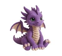 DIY Dragon Crochet Kit, Complete Amigurumi Dragon Doll Making Set with Yarn, Hook, Craft Accessories & Stuffing Cotton, Beginner Friendly Craft Kit for Crochet Lovers Handmade Hobby Gift (Purple)