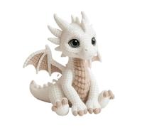 DIY Dragon Crochet Kit, Complete Amigurumi Dragon Doll Making Set with Yarn, Hook, Craft Accessories & Stuffing Cotton, Beginner Friendly Craft Kit for Crochet Lovers Handmade Hobby Gift (White)