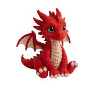 DIY Dragon Crochet Kit, Complete Amigurumi Dragon Doll Making Set with Yarn, Hook, Craft Accessories & Stuffing Cotton, Beginner Friendly Craft Kit for Crochet Lovers Handmade Hobby Gift (Red)
