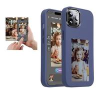 DIY E-Ink Phone Case for iPhone 14 Pro Max APP Operation Smart Photo Rear Projection Customiza Phone Case Instantly Display Photos On The Ink Screen Back Cover Personalize Your Phone case (Blue)