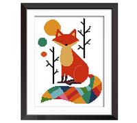 DIY Easy Cross Stitch Kits,Seven Color Fox 11CT Stamped Embroidery Starter Kit for Cross-Stitch Supplies Needlework Craft (28x38cm)