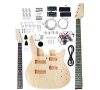 DIY Electric Guitar and Bass Double Neck Kit 6 String and 4 String Guitar Kits Right Handed with Mahogany Body Mahogany Neck Rosewood Fingerboard Chrome Hardware Build Your Own Bass and Guitar.