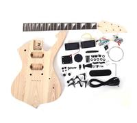 DiY Electric Guitar Kit - Iceman in Solid Ashwood, Ebony Fretboard Build Your Own Guitar DIY - Unfinished Ash Body & Maple Neck, Ebony Fretboard - Solderless Electronics, Luthier Support Included