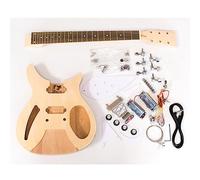 DIY Electric Guitar Kit Rik-style - Unfinished Mahogany Body, Maple Neck, Chrome Hardware- Complete Kit for Custom Builds - Easy Assembly, Great for Guitarists & Personalizing