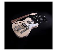 DIY Electric Guitar Kit Semi-Hollow Body Mahogany With Basswood Top F Hole Mahogany Neck DIY Electric Guitar Kit