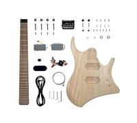 DIY Electric Guitar Kits Headless Elm Body H-H Pickup Configuration Righthand 6 Strings Natural
