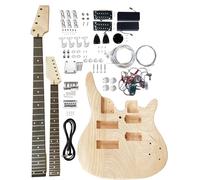 DIY Electric Guitarr and Bass Double Neck Kit 6 String and 4 String Guitarr Kits Right Handed with Mahogany Body and Neck Rosewood Fingerboard Chrome Hardware Build Your Own Guitarr and Bass.