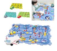 DIY Electric Push Car Race Track Set - Kids Assembly Puzzle Toy with Multiple Themes (Dinosaur/Ocean/Land/Space), ABS Safe Material, Educational Building Toy for Creativity & Logic Skills