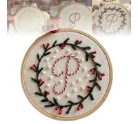 DIY Embroidered Christmas Ornaments, Personalized Initial Letter Hand Embroidery for Tree Decor, Fun Xmas Craft Gifts for Adults, Beginners, Teens - Holiday Embroidery Hoop Art Kit(1PC)