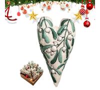 DIY Embroidery Christmas Ornament Kits - Heart Embroidery Christmas Decoration, Hand Embroidery Christmas Tree Hanging Ornaments, Christmas Ornament Kits -Mistletoe kiss