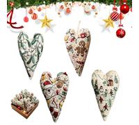 DIY Embroidery Christmas Ornament Kits - Heart Embroidery Christmas Decoration, Hand Embroidery Christmas Tree Hanging Ornaments, Christmas Ornament Kits -4PCS