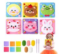 DIY Embroidery Doll Set,Easy Sewing Felt Animals Kit for Beginner Arts,Funny Cartoon Animal Sewing Craft Kit,Cartoon Animal Craft Sewing Kit for Kids and Childrens (6pcs-A)