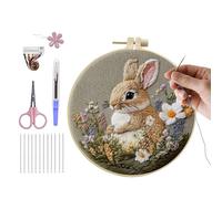 DIY Embroidery Kit - Bunny Spring Craft Set, Needle Thread Crafting Kits, Easter Decoration | Suitable for Beginners Adults Kids Girls Women Family Home Dorm Travel Holiday Creative Stitching Learning