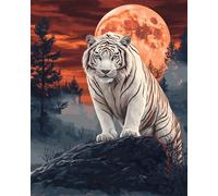 DIY Embroidery Starter Kit Anime White Tiger and Moon Bead Embroidery Needle Point Kit DIY Craft Set Tools Hobby Cross Stitch Kits 40x50cm