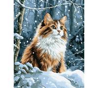 DIY Embroidery Starter Kit Cat Animal in The Snow Beaded Cross Stitch Beads Embroidery Kit Needlepoint Handcraft Arts 60x80cm