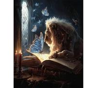 DIY Embroidery Starter Kit Fantasy Books and Lions Bead Embroidery Needle Point Kit DIY Craft Set Tools Hobby Cross Stitch Kits 60x80cm