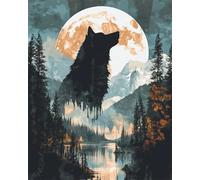 DIY Embroidery Starter Kit Timberwolves and The Moon DIY Bead Embroidery Craft Kit for Beginners Cross Stitch Needlework Set 50x70cm