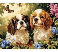 DIY Embroidery Starter Kit Two Dogs Animals DIY Bead Embroidery Set Crafts Beading Pattern Needlework Kit Home Decor 30x40cm