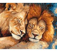 DIY Embroidery Starter Kit Two Lions Animals DIY Bead Embroidery Craft Kit for Beginners Cross Stitch Needlework Set 30x40cm