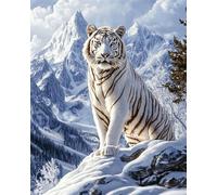 DIY Embroidery Starter Kit White Tiger Animal in The Snow Beaded Cross Stitch Beads Embroidery Kit Needlepoint Handcraft Arts 60x80cm