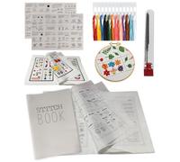 DIY Embroidery Stitch Book for Beginners Enthusiasts, Sewing Embroidery Patterns Guide Book Stitch Notebook Kit, DIY High-Density Linen Set with Step-by-Step Tutorials