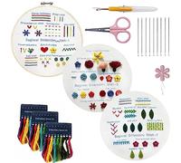 DIY Embroidery Stitch Practice Kit for Beginners, Starter Kit to Learn 30 Different Stitches Hand Stitch Embroidery Skill Techniques, Hand Crafts for Adults and Kids