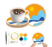 DIY Enamel Starter kit, Filigree Enamel Art Crafts Coasters, Enamel Painting DIY Starter Kit for Adults, Resin Crafts Coaster, Handmade Home Decor Gifts for Friends(Landscape Painting)