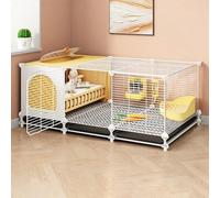 DIY Encrypted Rabbit Hutch Gap 1.5cm Indoor Bunny Cages Detachable Pet House Playpen Metal Wire Small Animal Enclosure Large Exercise Place(108 * 37 * 43cm)