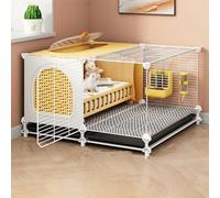 DIY Encrypted Rabbit Hutch Gap 1.5cm Indoor Bunny Cages Detachable Pet House Playpen Metal Wire Small Animal Enclosure Large Exercise Place(73 * 47 * 43cm)