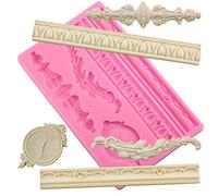 DIY European Frame Cake Border Silicone Mold Baroque Scroll Relief Fondant Cupcake Cake Edge Decorating Tools Candy Chocolate Gumpaste Mould, Resin Clay Making Mold, Baking Mat Cake Lace Pad Bakeware